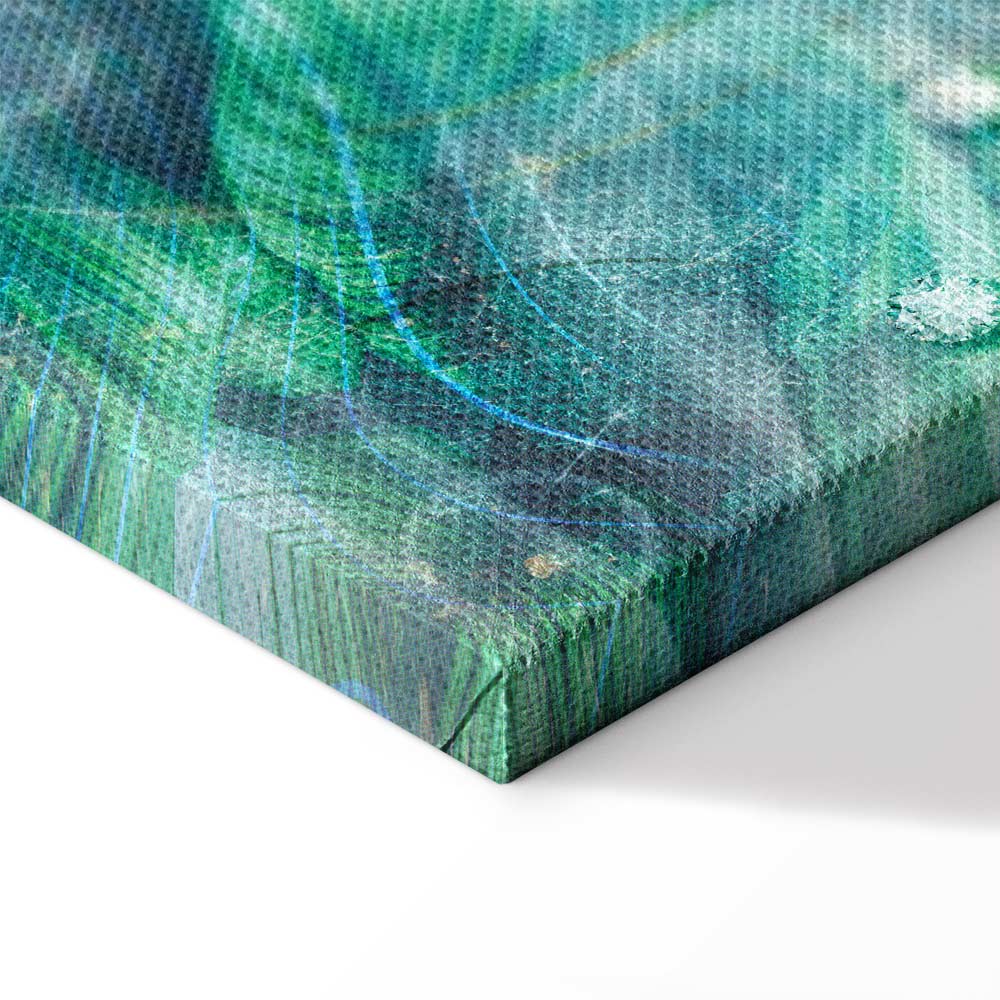 Turquoise Leaf Botanical Wide Canvas Print