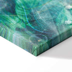 Turquoise Leaf Botanical Wide Canvas Print