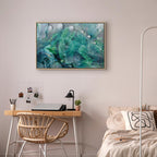 Turquoise Leaf Botanical Wide Canvas Print