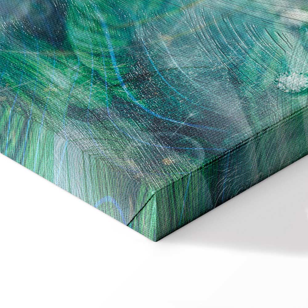 Turquoise Leaf Botanical Wide Canvas Print