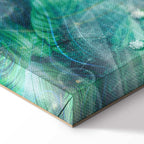 Turquoise Leaf Botanical Wide Canvas Print