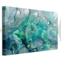 Turquoise Leaf Botanical Wide Canvas Print