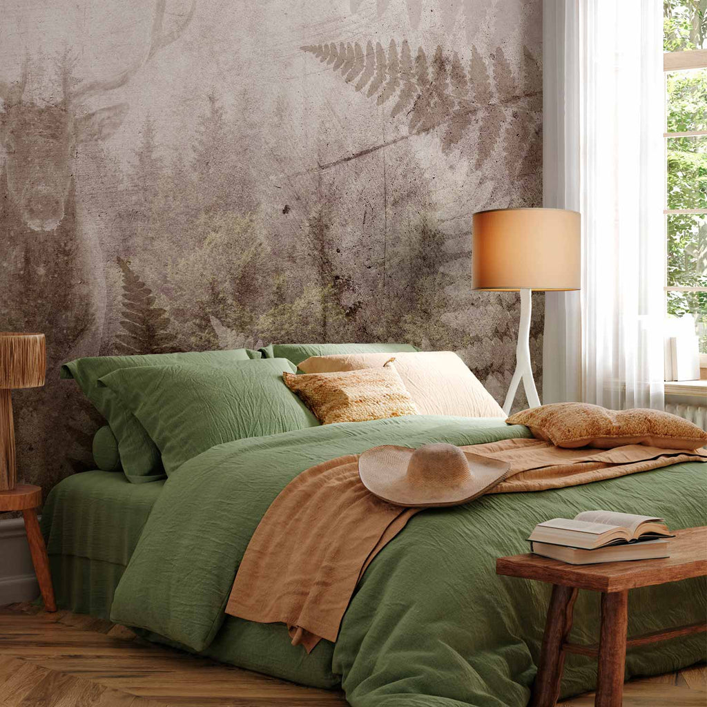 Deer in Fern Forest Concrete Wall Mural