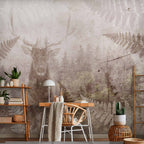 Deer in Fern Forest Concrete Wall Mural