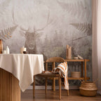 Wall Mural Forest Motif: Deer with Antlers on Concrete Pattern