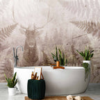 Deer in Fern Forest Concrete Wall Mural