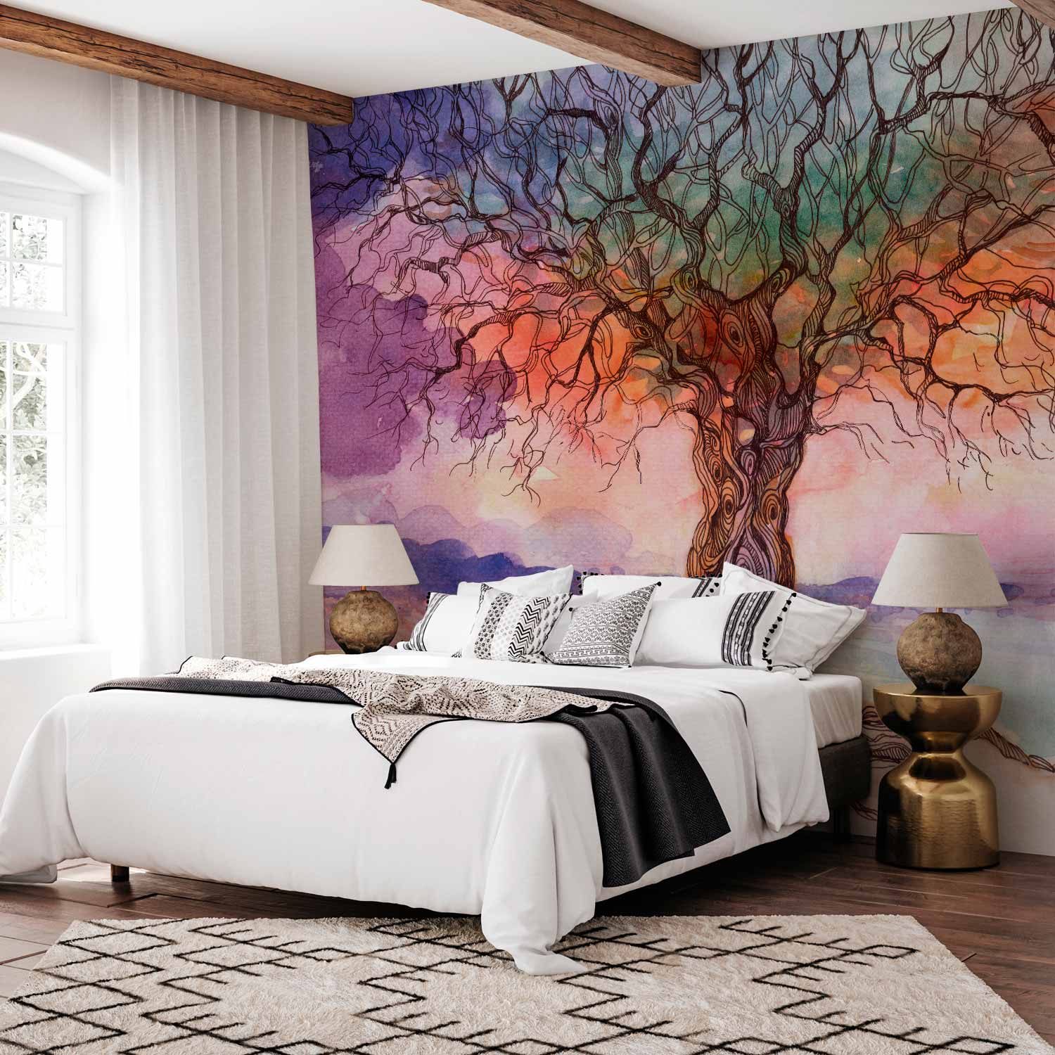Colorful Watercolor Nature Landscape Wall Mural