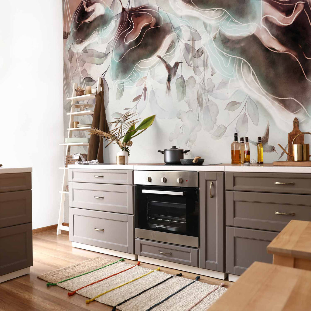 Watercolour Flowers and Birds Nature Wall Mural