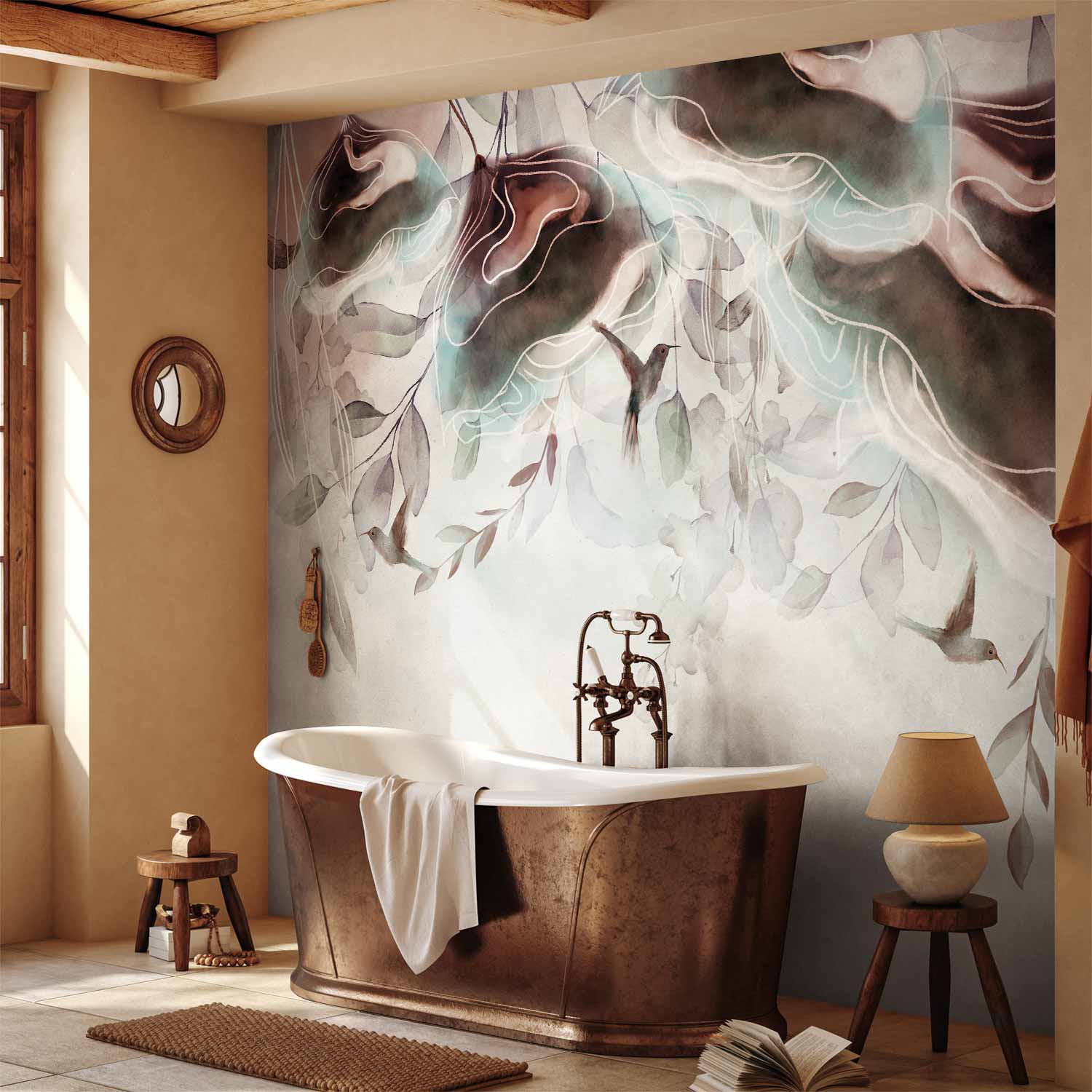 Watercolour Flowers and Birds Nature Wall Mural