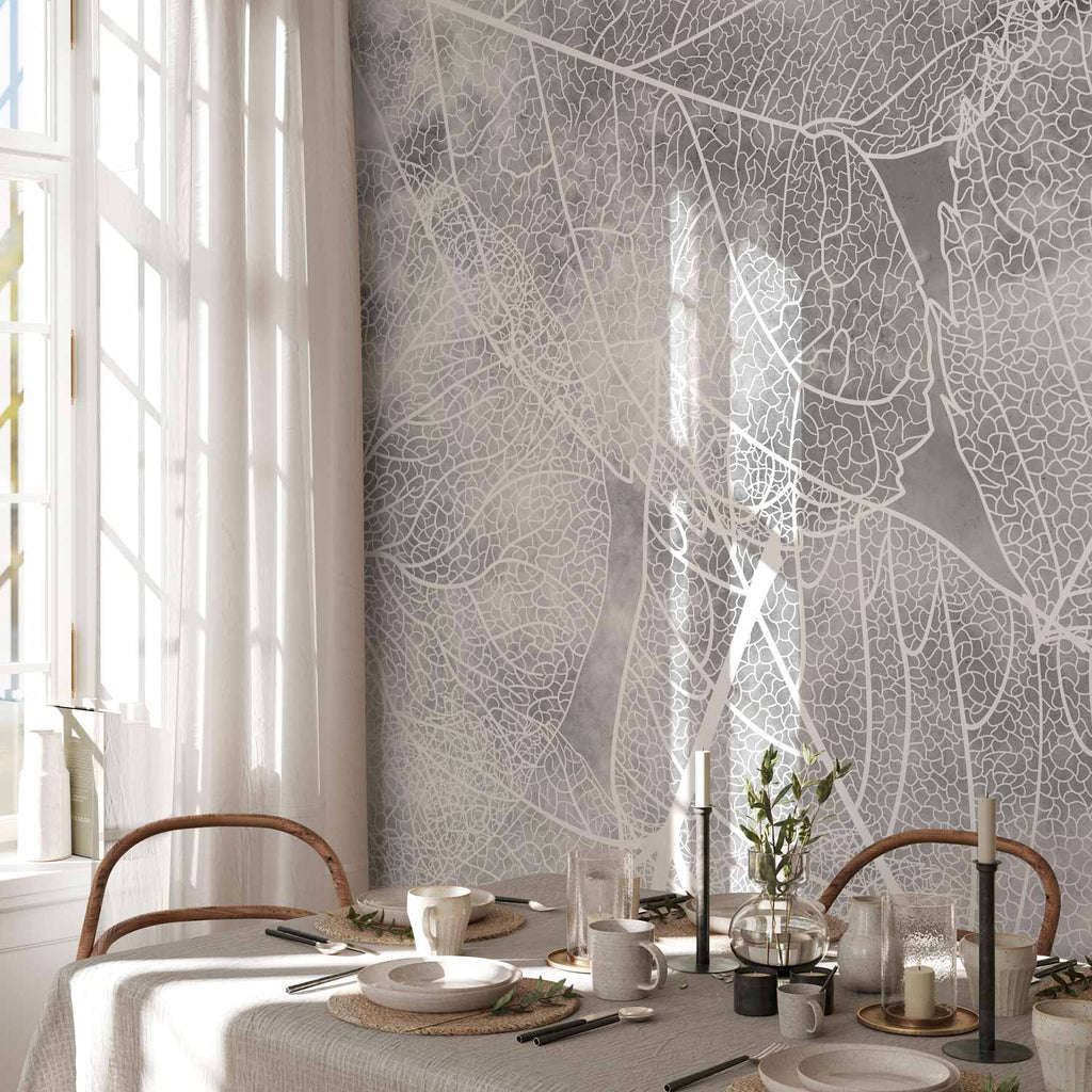 Winter Forest Trees Grey Wall Mural