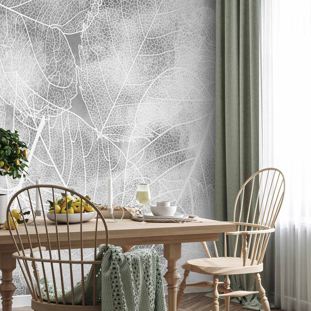 Winter Forest Trees Grey Wall Mural