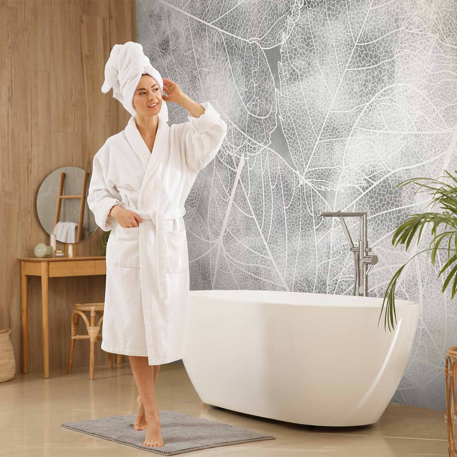 Winter Forest Trees Grey Wall Mural