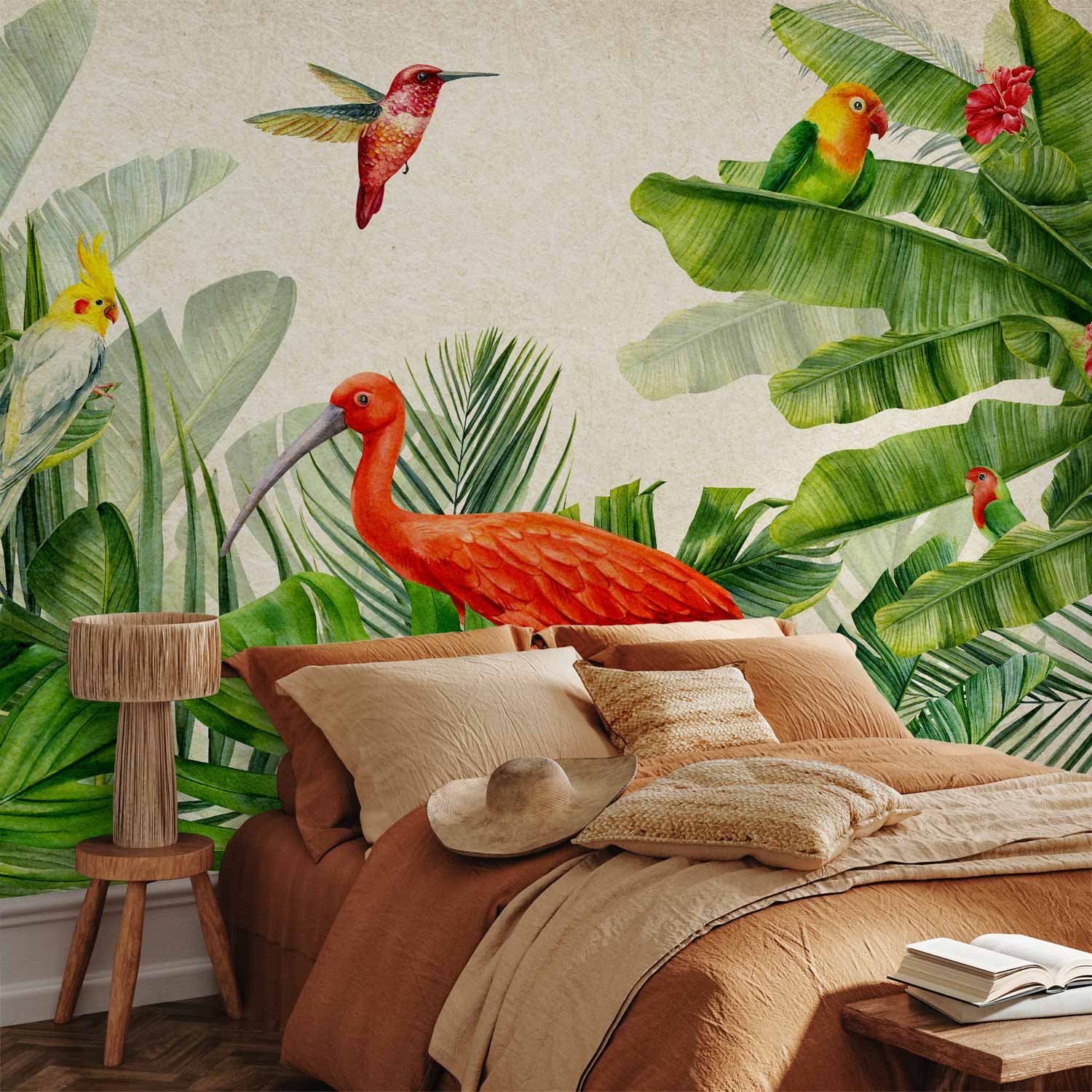 Exotic Birds Vintage Wall Mural