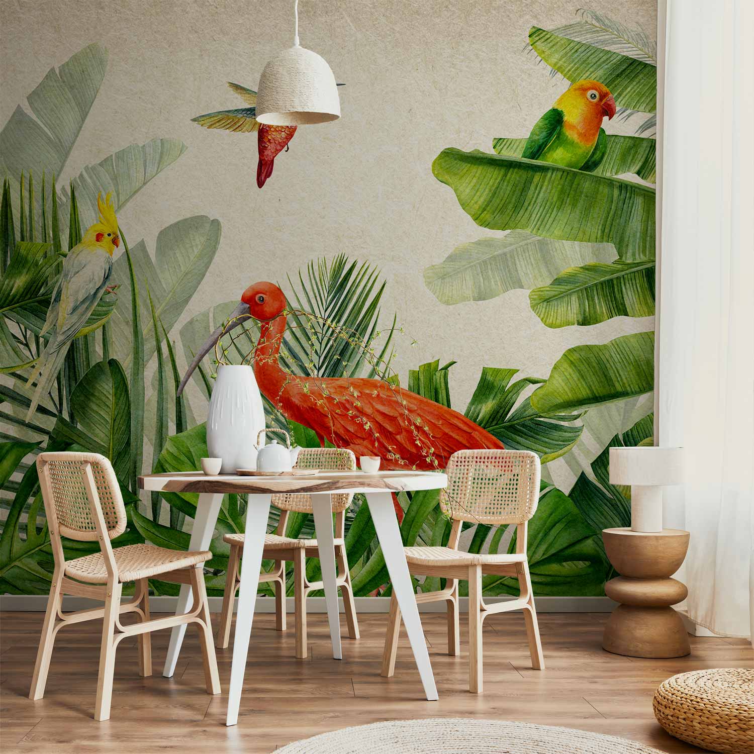 Exotic Birds Vintage Wall Mural