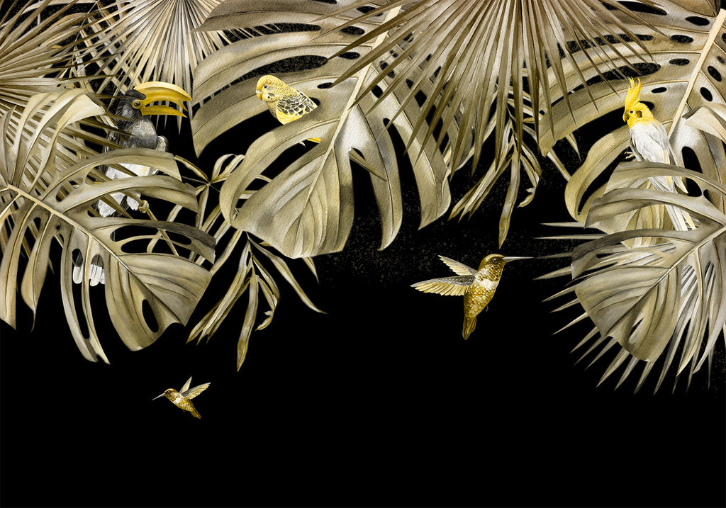 Farbenfrohes Paradies-Wandbild – Tiere