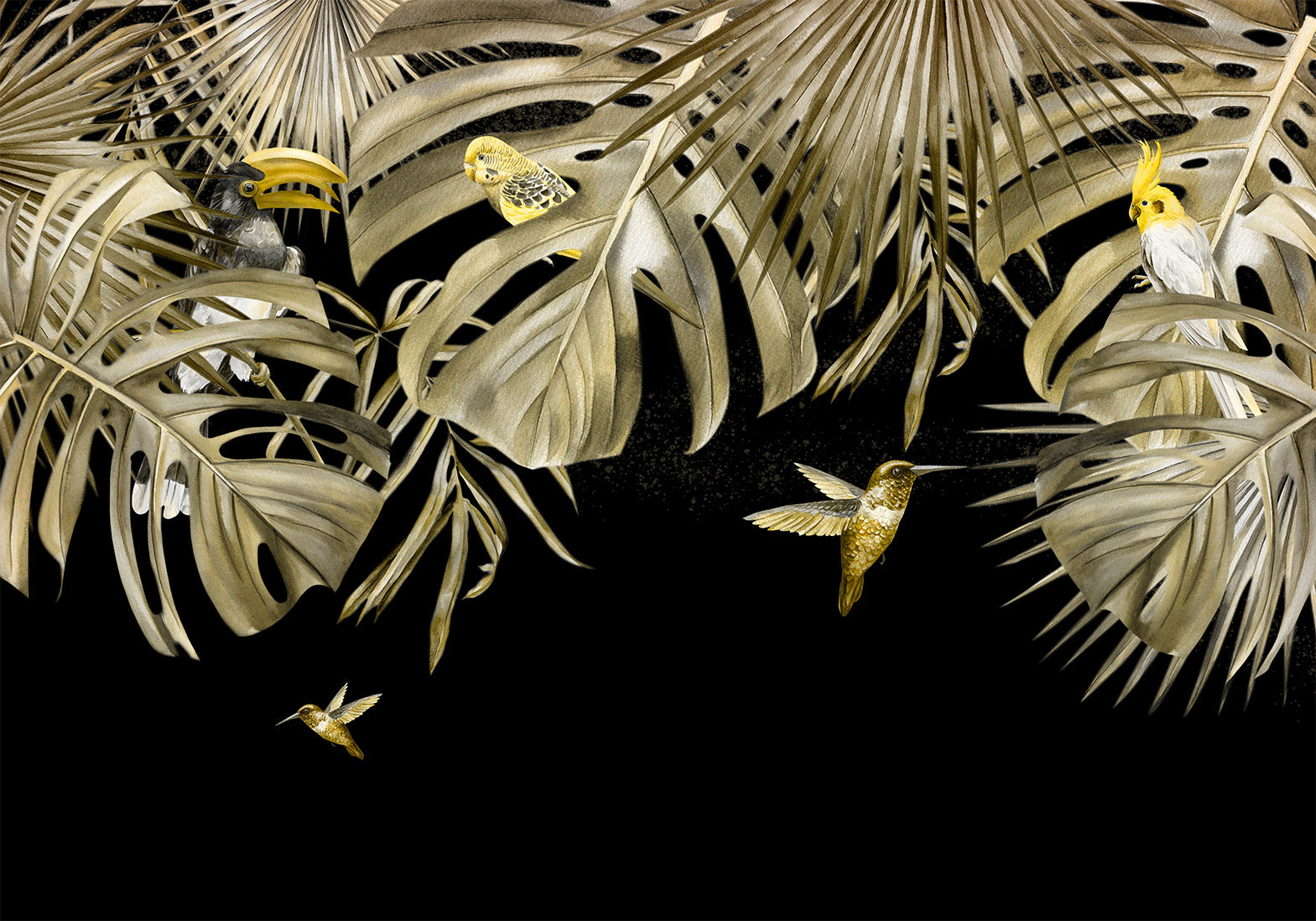 Farbenfrohes Paradies-Wandbild – Tiere