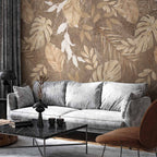 Wall Mural Exotic Postcard Leaves Beige