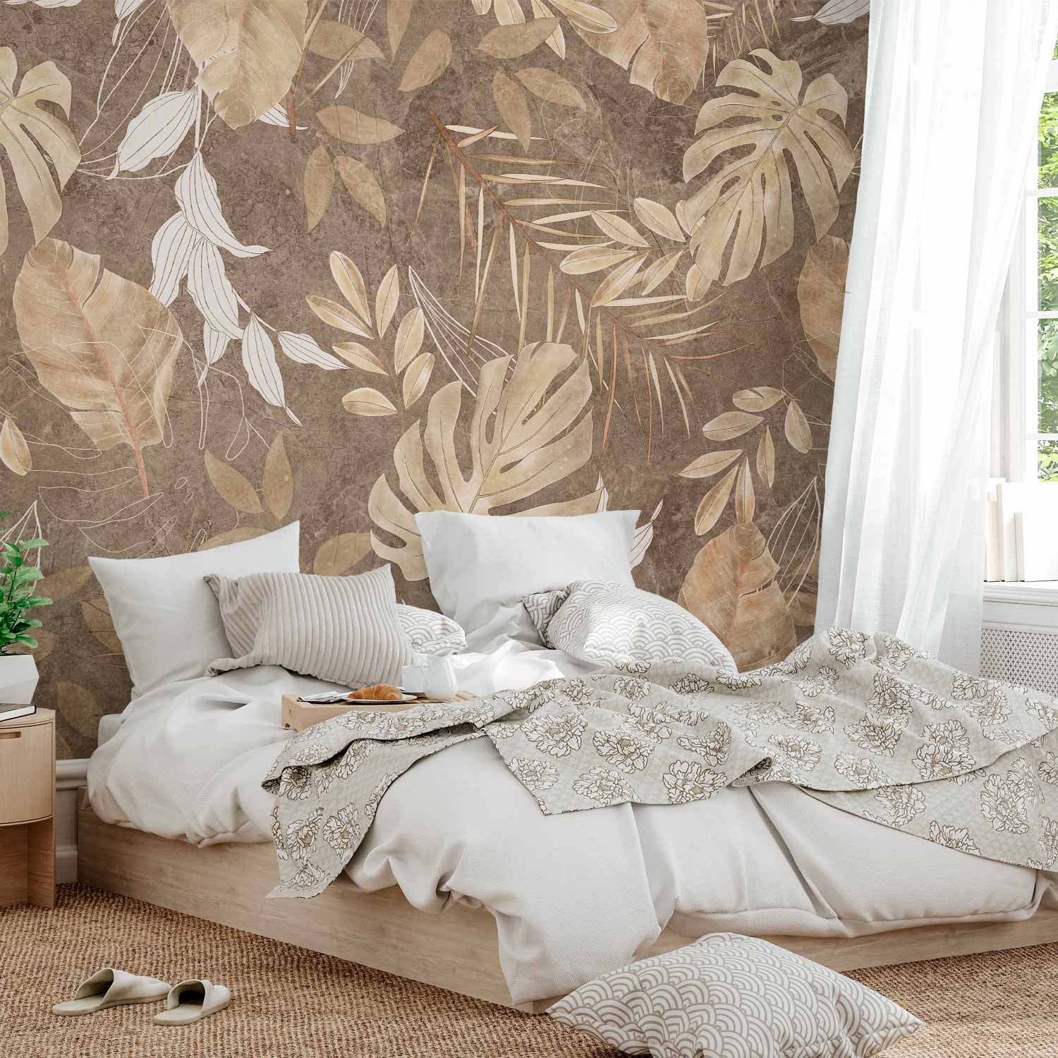 Exotic Tropical Leaves Vintage Wall Mural
