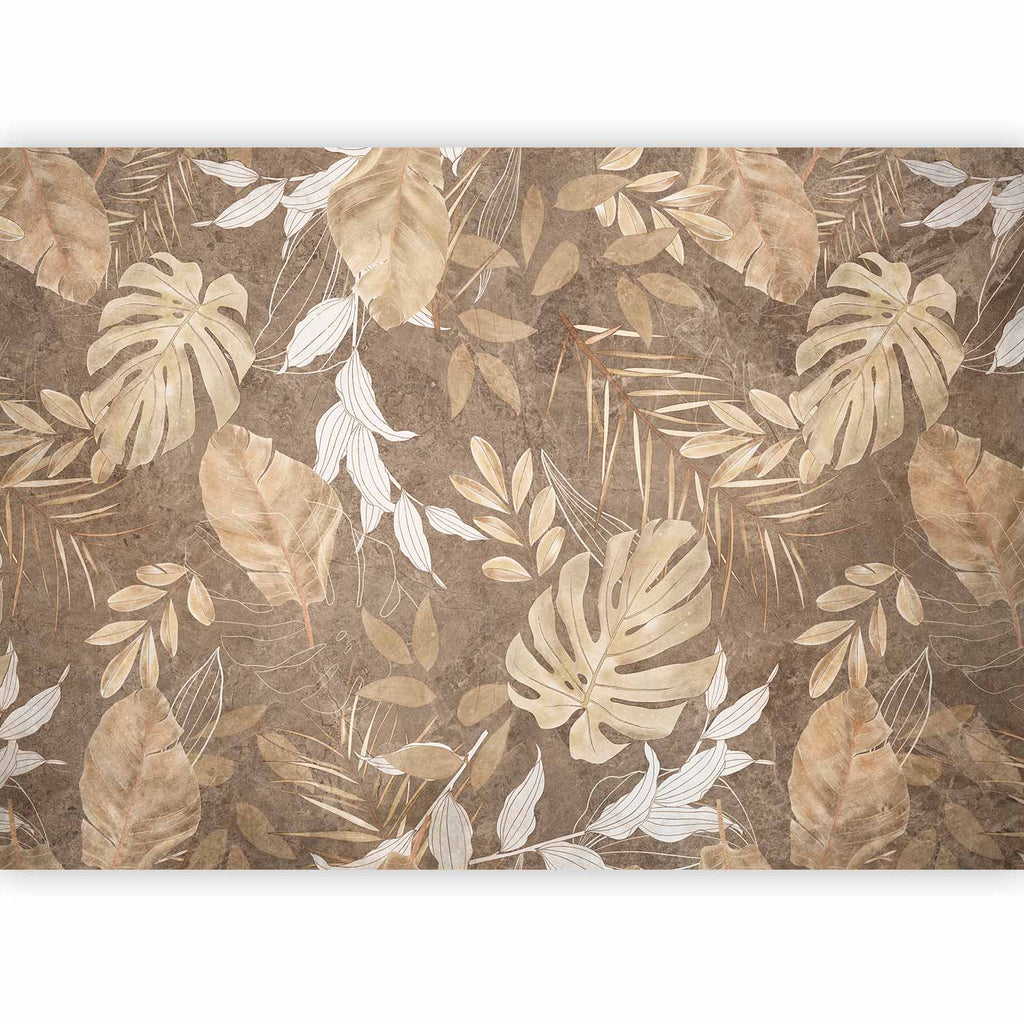 Wall Mural Exotic Postcard Leaves Beige