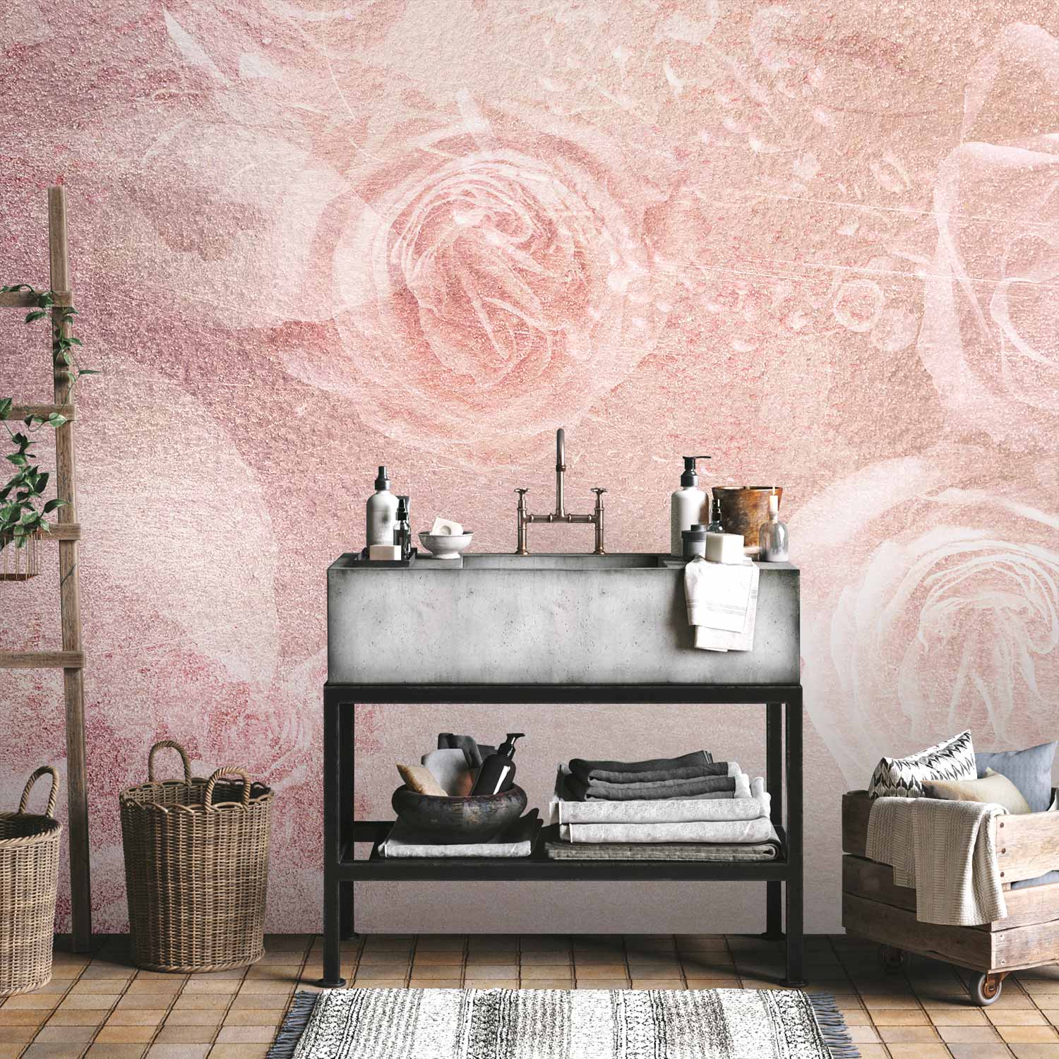 Romantic Floral Abstract Wall Mural