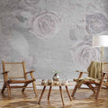 Romantic Grey Floral Abstract Wall Mural