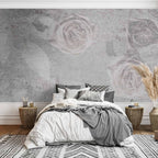 Romantic Grey Floral Abstract Wall Mural