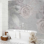 Romantic Grey Floral Abstract Wall Mural