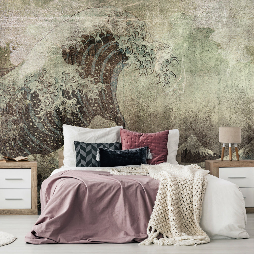 Wall Mural: Great Wave in Kanagawa retro style - landscape of rough sea