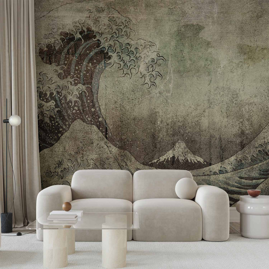 Wall Mural: Great Wave in Kanagawa retro style - landscape of rough sea