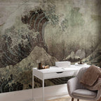 Great Wave Retro Sea Landscape Wall Mural
