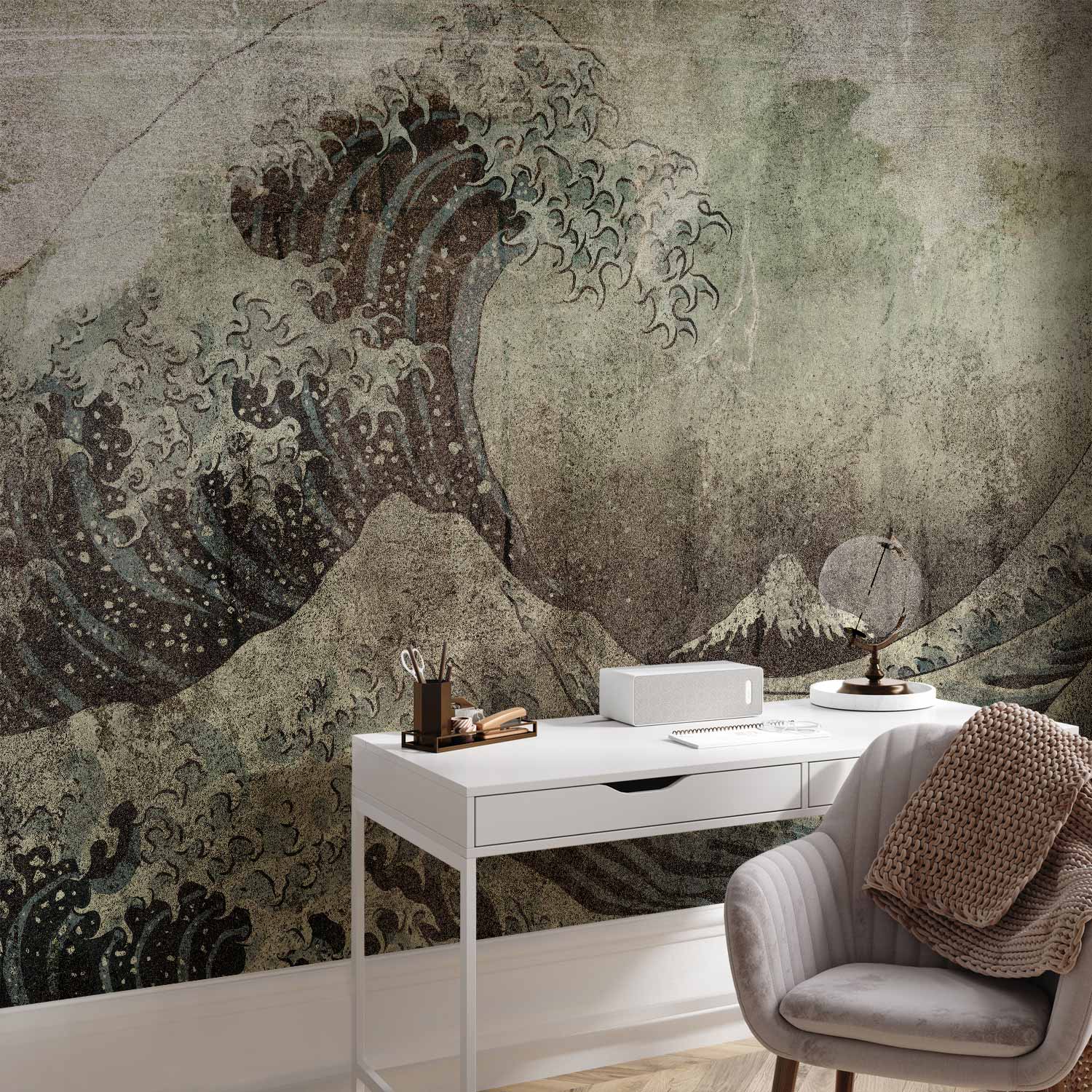 Great Wave Retro Sea Landscape Wall Mural