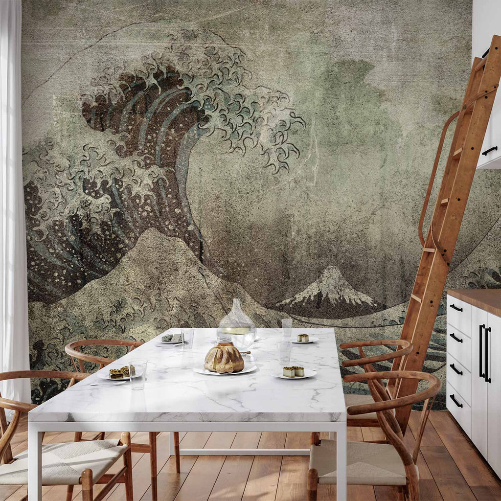 Wall Mural: Great Wave in Kanagawa retro style - landscape of rough sea