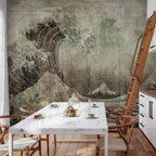 Wall Mural: Great Wave in Kanagawa retro style - landscape of rough sea