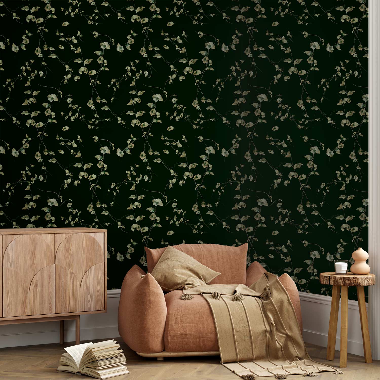 Wallpaper Leaves Evening Harmony - Modern Leaf Pattern