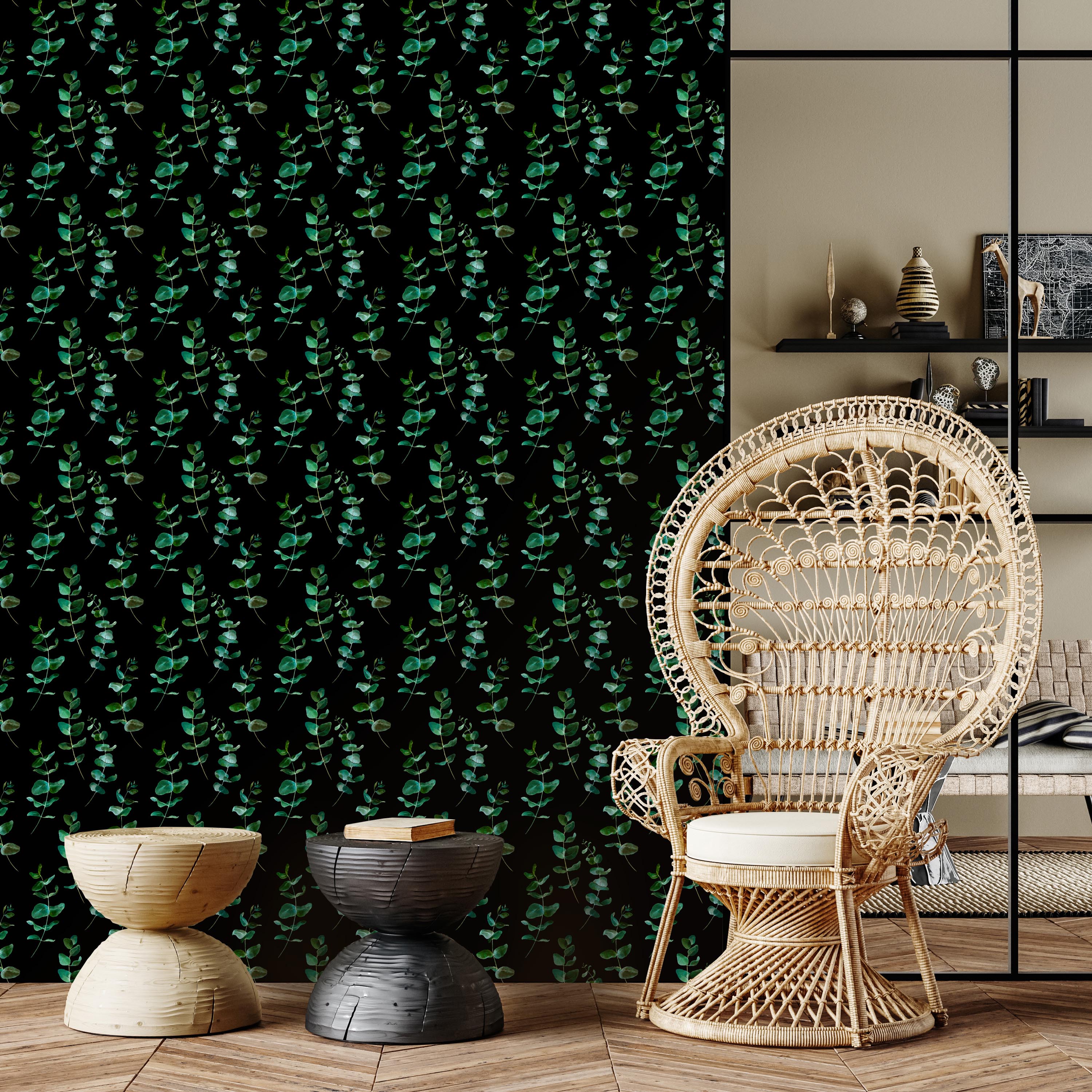 Wallpaper Leaves Emerald Chic