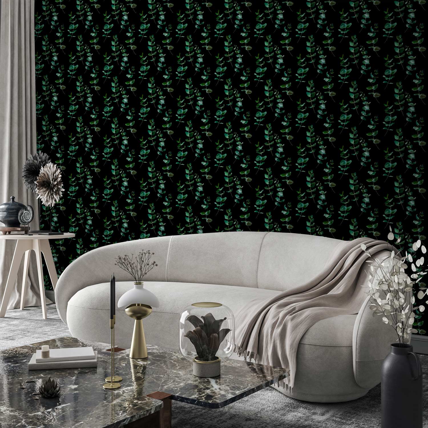 Wallpaper Leaves Emerald Chic
