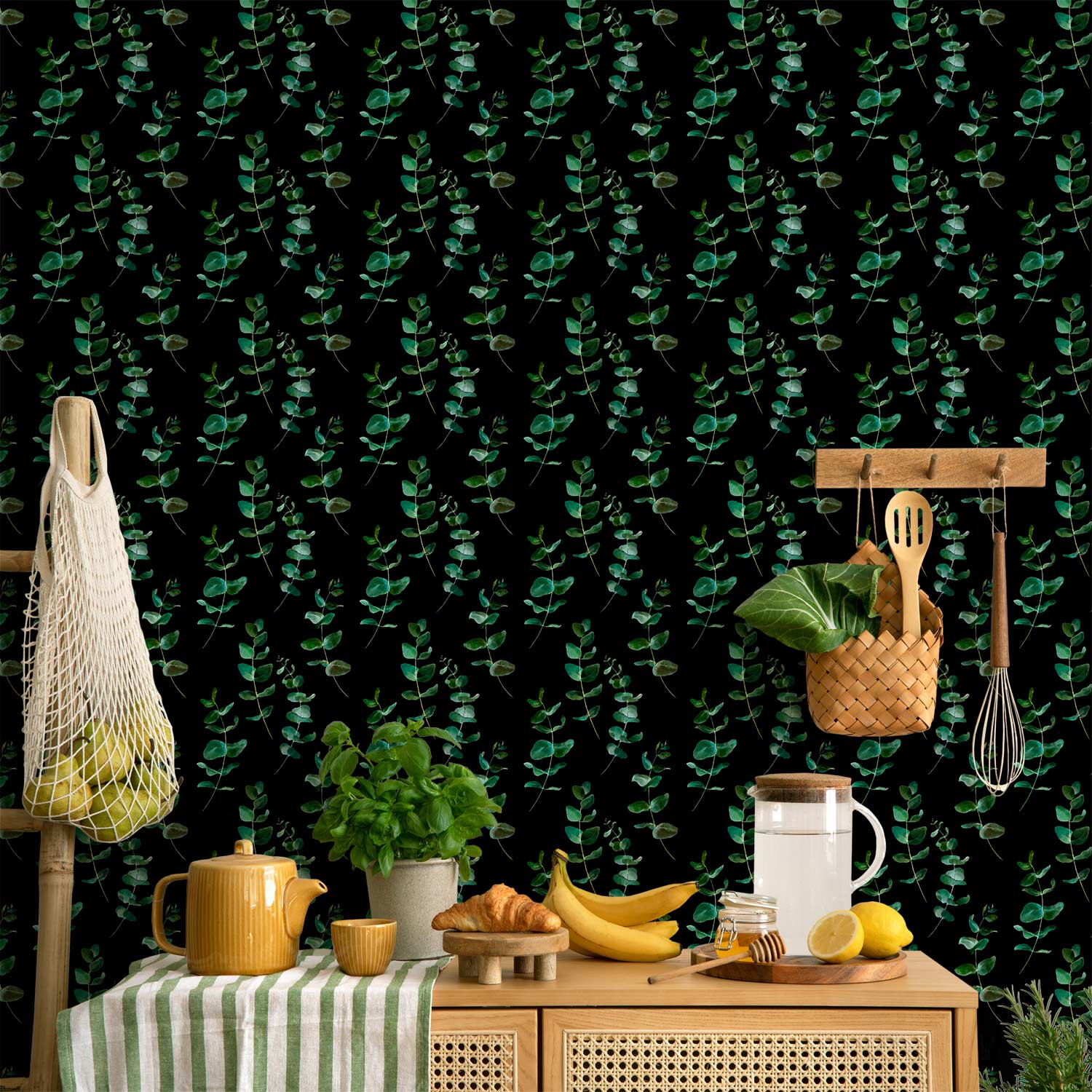 Emerald Leaf Pattern Nature Wallpaper