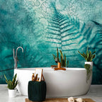 Abstract Fern Forest Turquoise Wall Mural