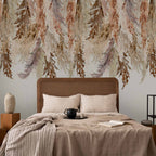 Minimalist Boho Beige Leaves Landscape Wall Mural