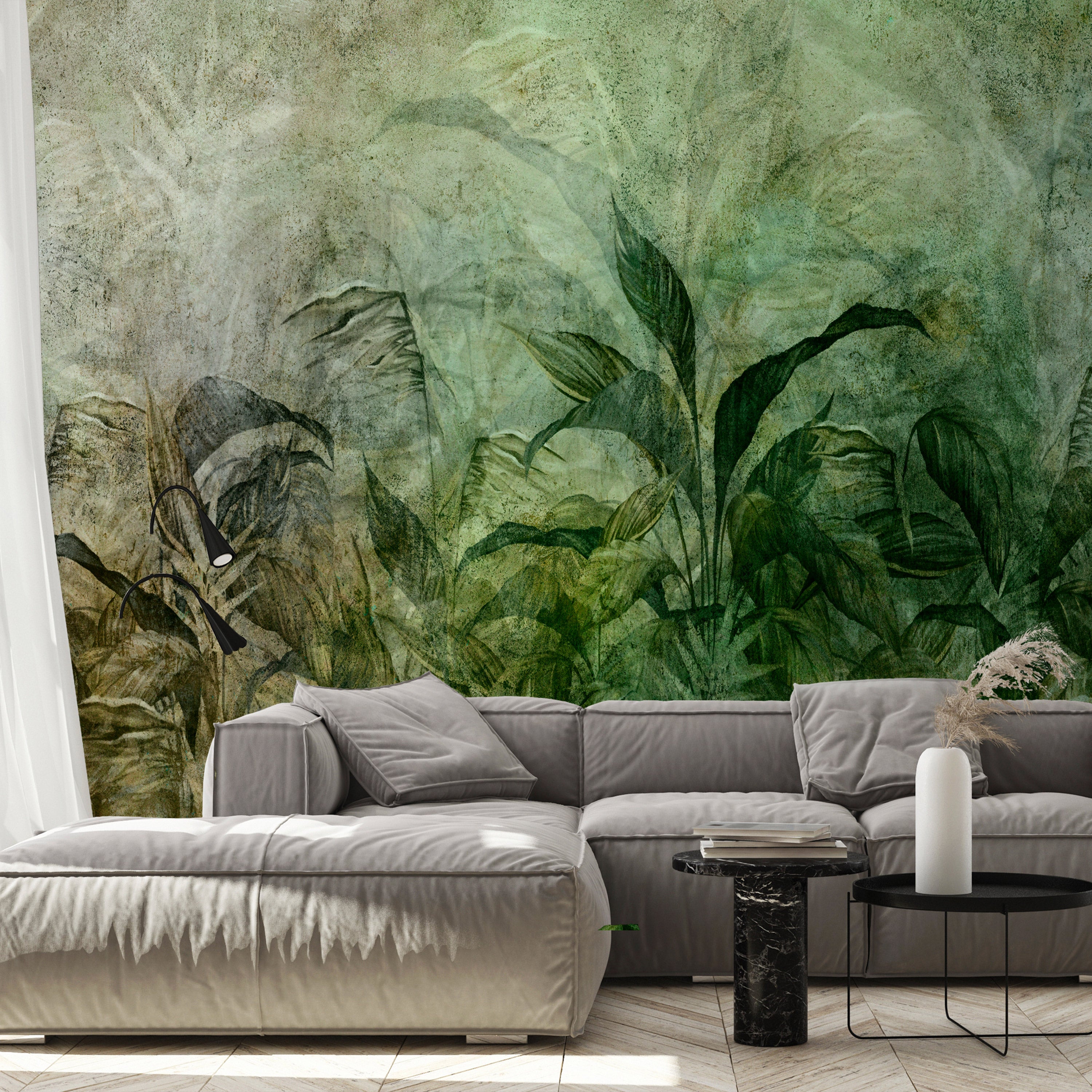 Wall Mural Green Fog Leaves
