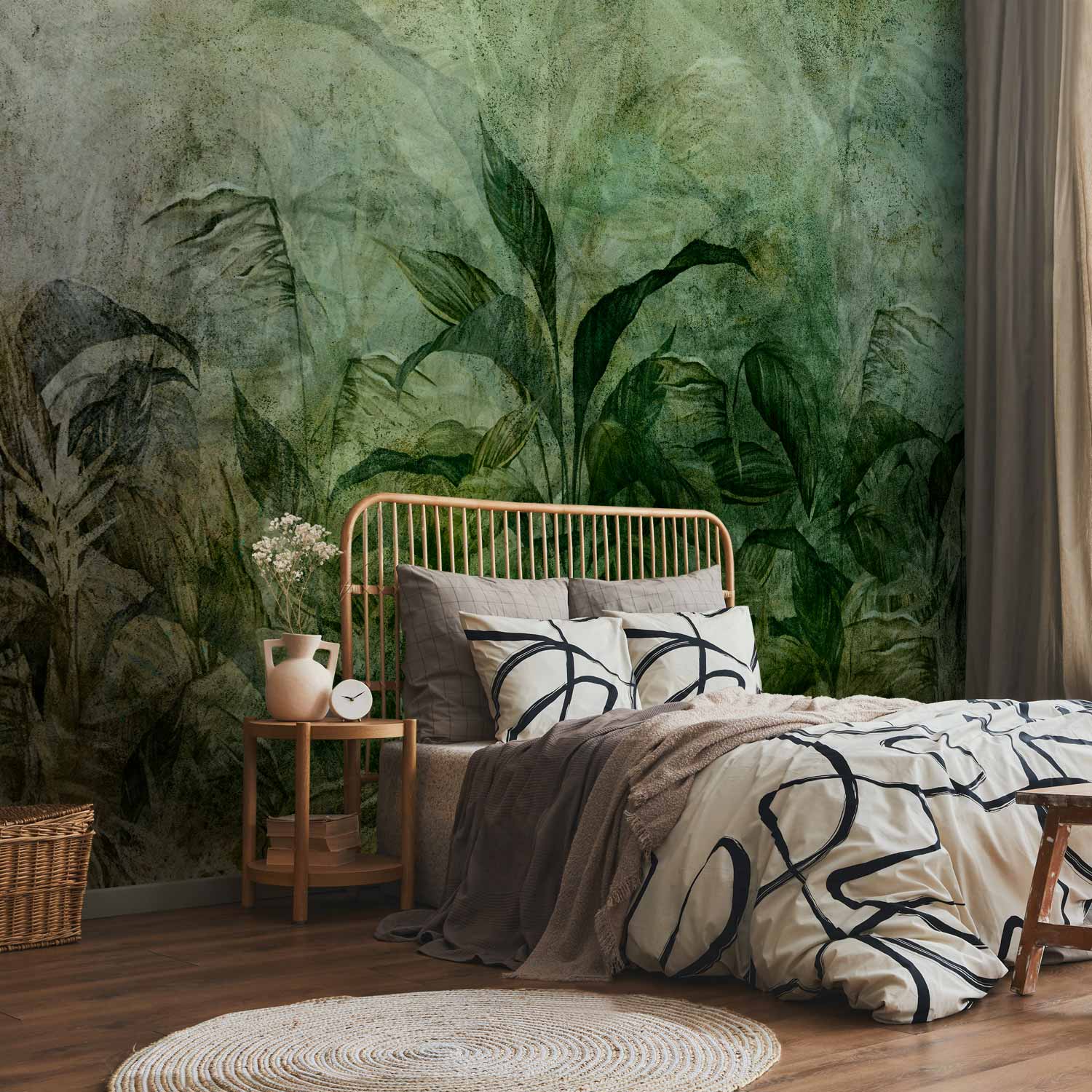 Green Fog Leaves Nature Wall Mural