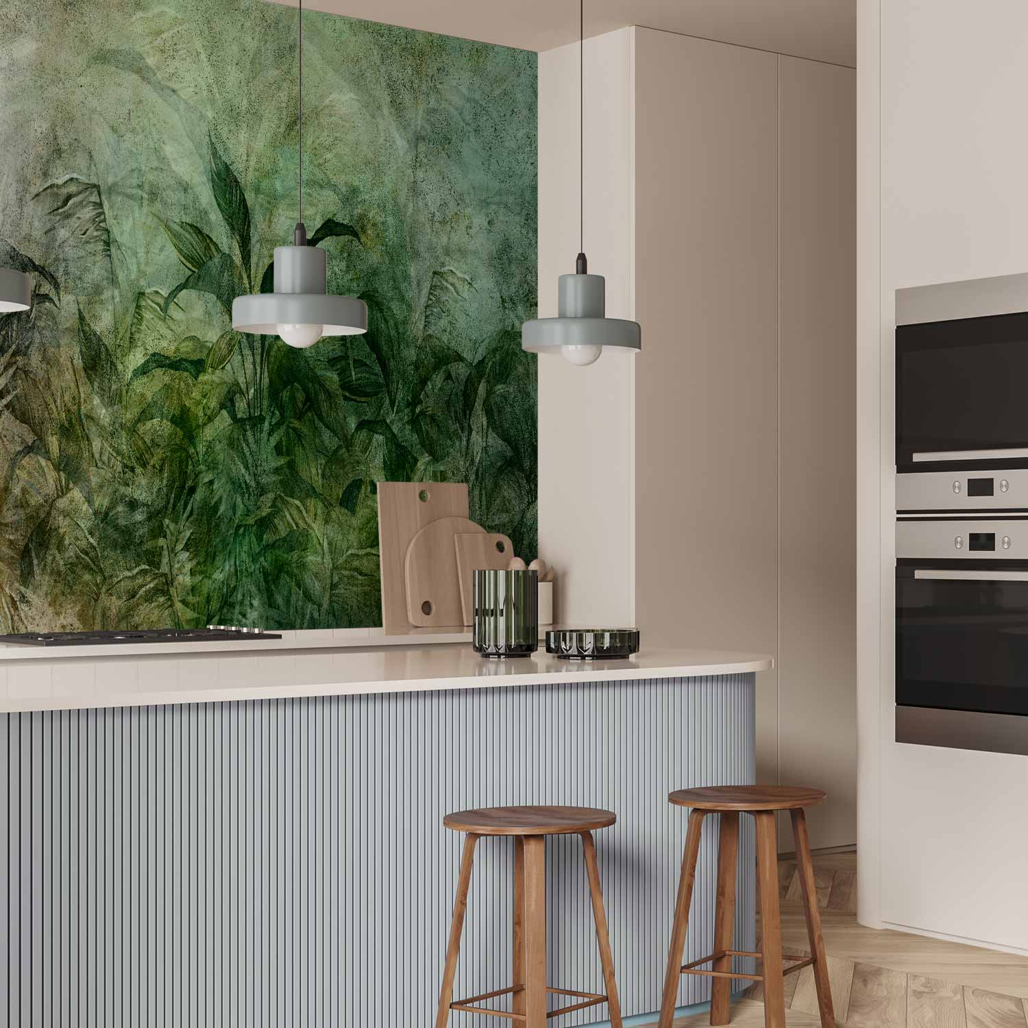 Green Fog Leaves Nature Wall Mural