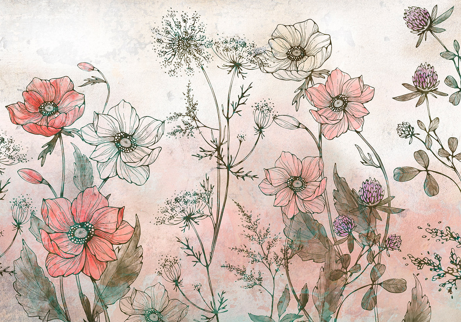 Wall mural Day in the Meadow - Flowers