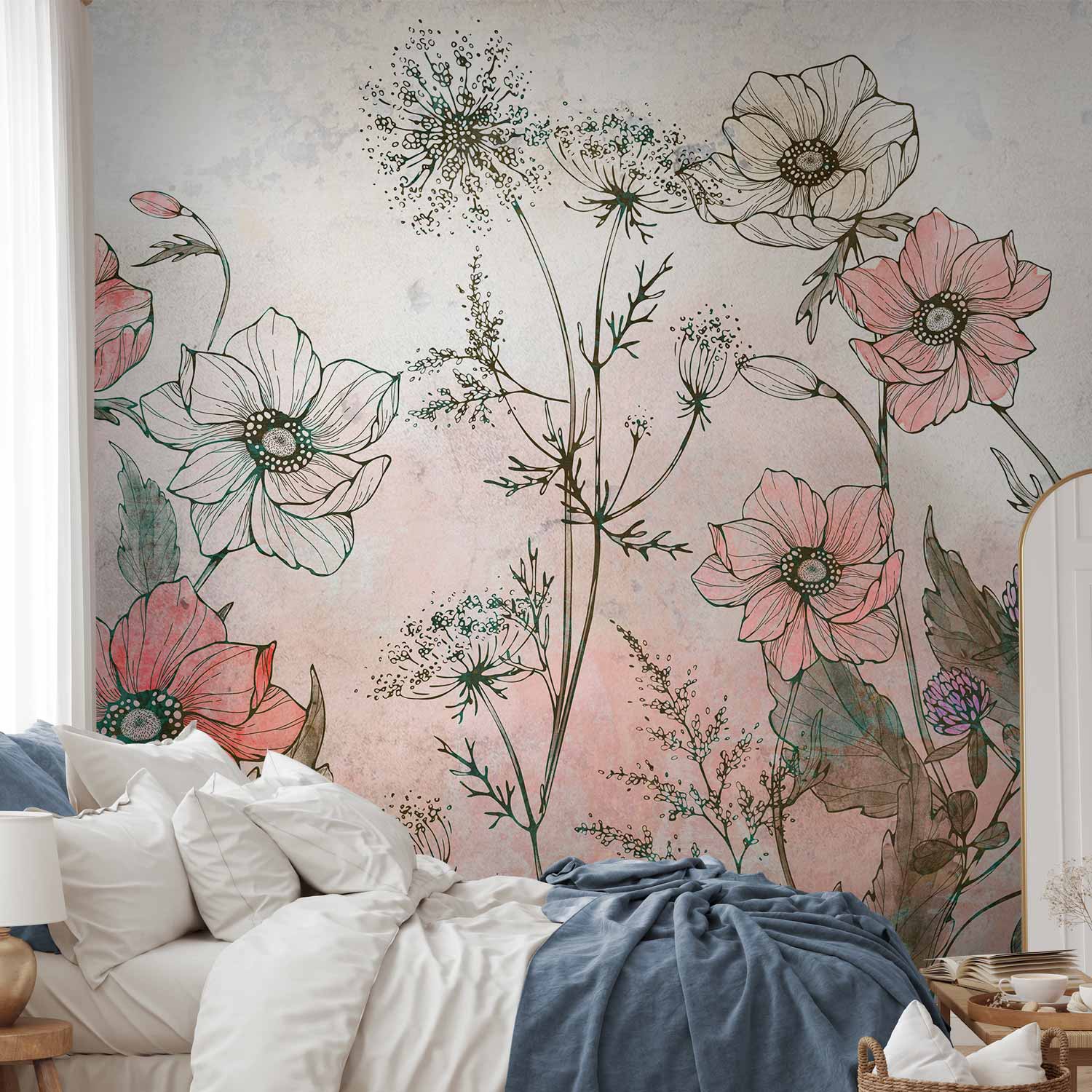Day in the Meadow Colorful Floral Wall Mural