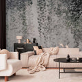 Hanging Black Leaf Vines Grey Wall Mural
