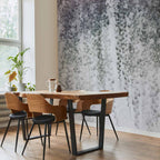 Hanging Black Leaf Vines Grey Wall Mural