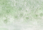 Wall Mural Flowery Meadow Nature Lineart on Green Background