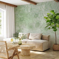 Flowery Meadow Line Art Green Wall Mural