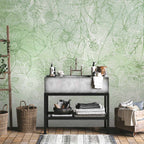 Flowery Meadow Line Art Green Wall Mural