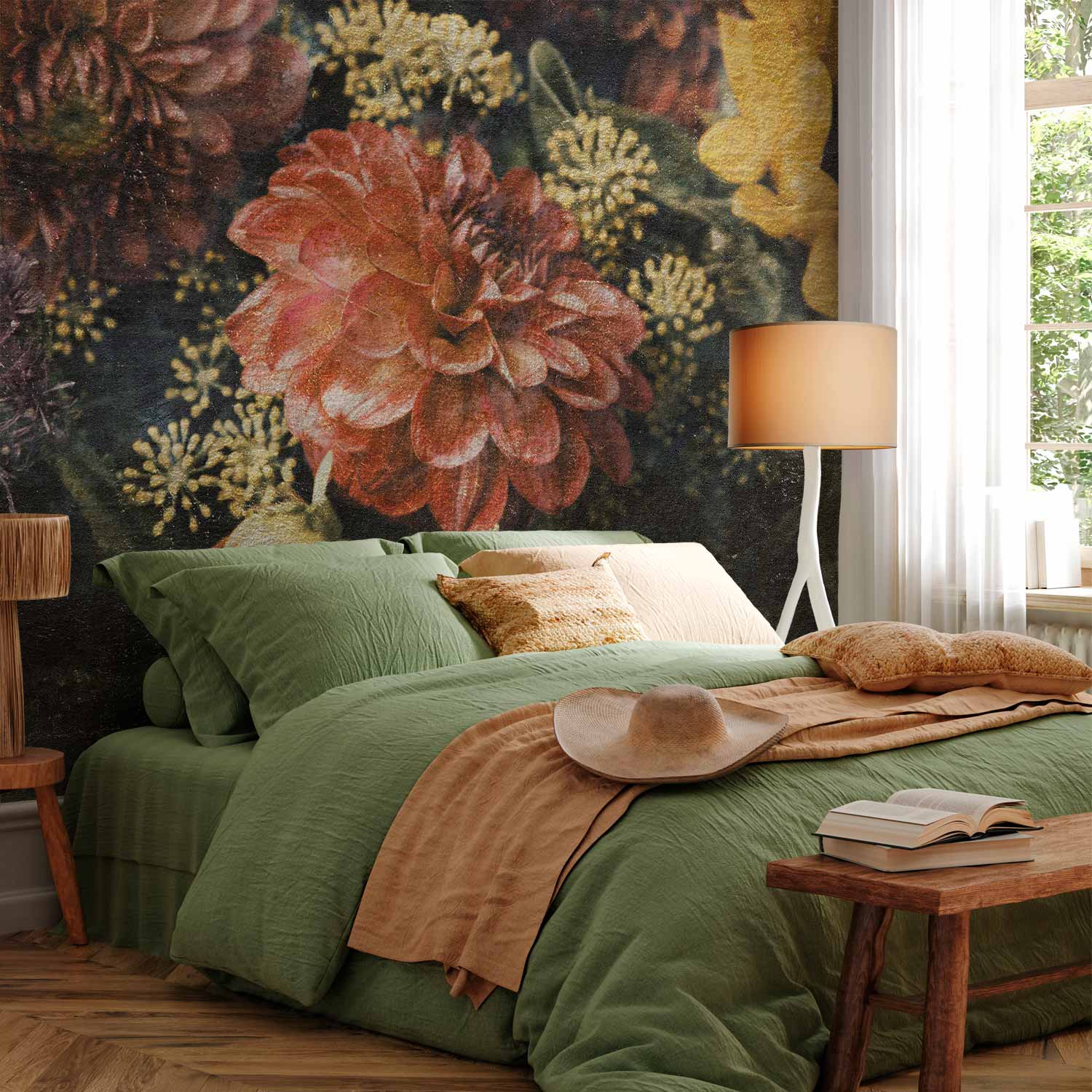 Retro Floral Pattern Wall Mural